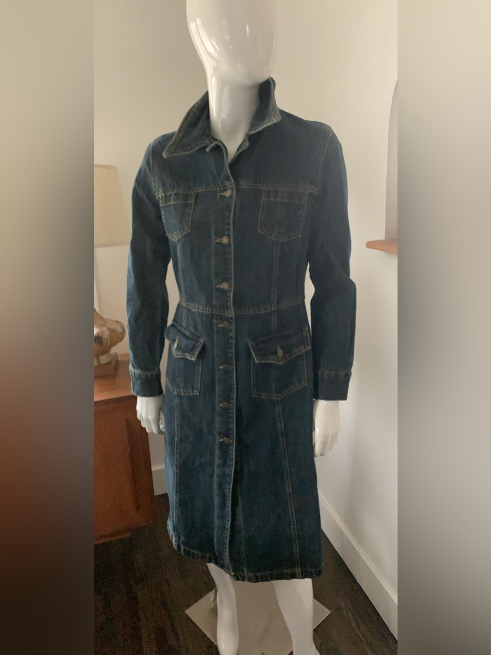 Zara Avon sfrvTrafuluc Dark Blue Long Denim Jacket